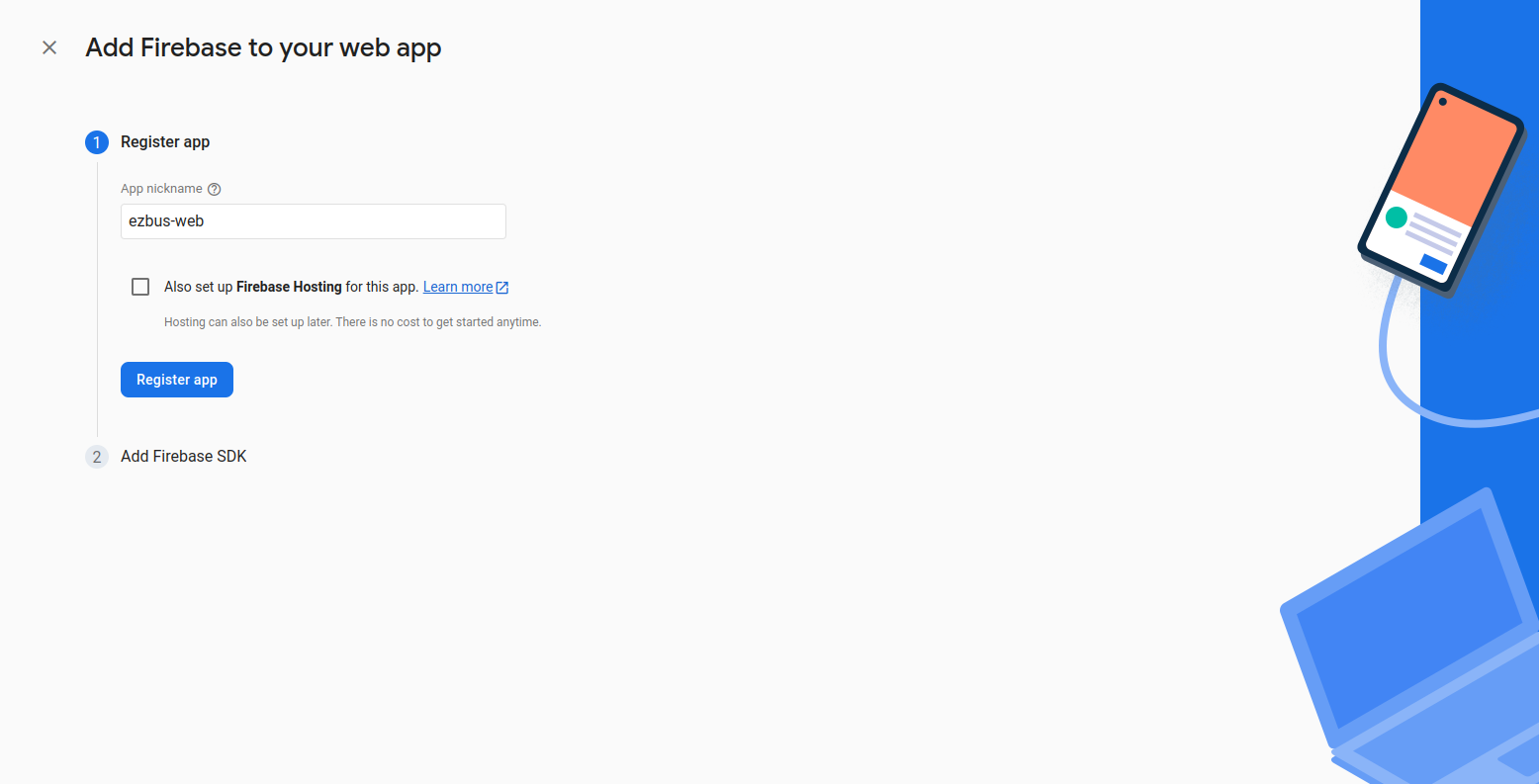 Firebase add web app