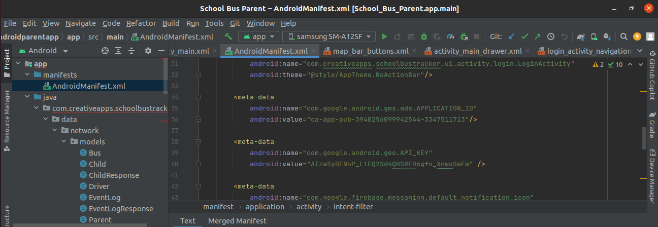 Set app id in AndroidManifest.xml