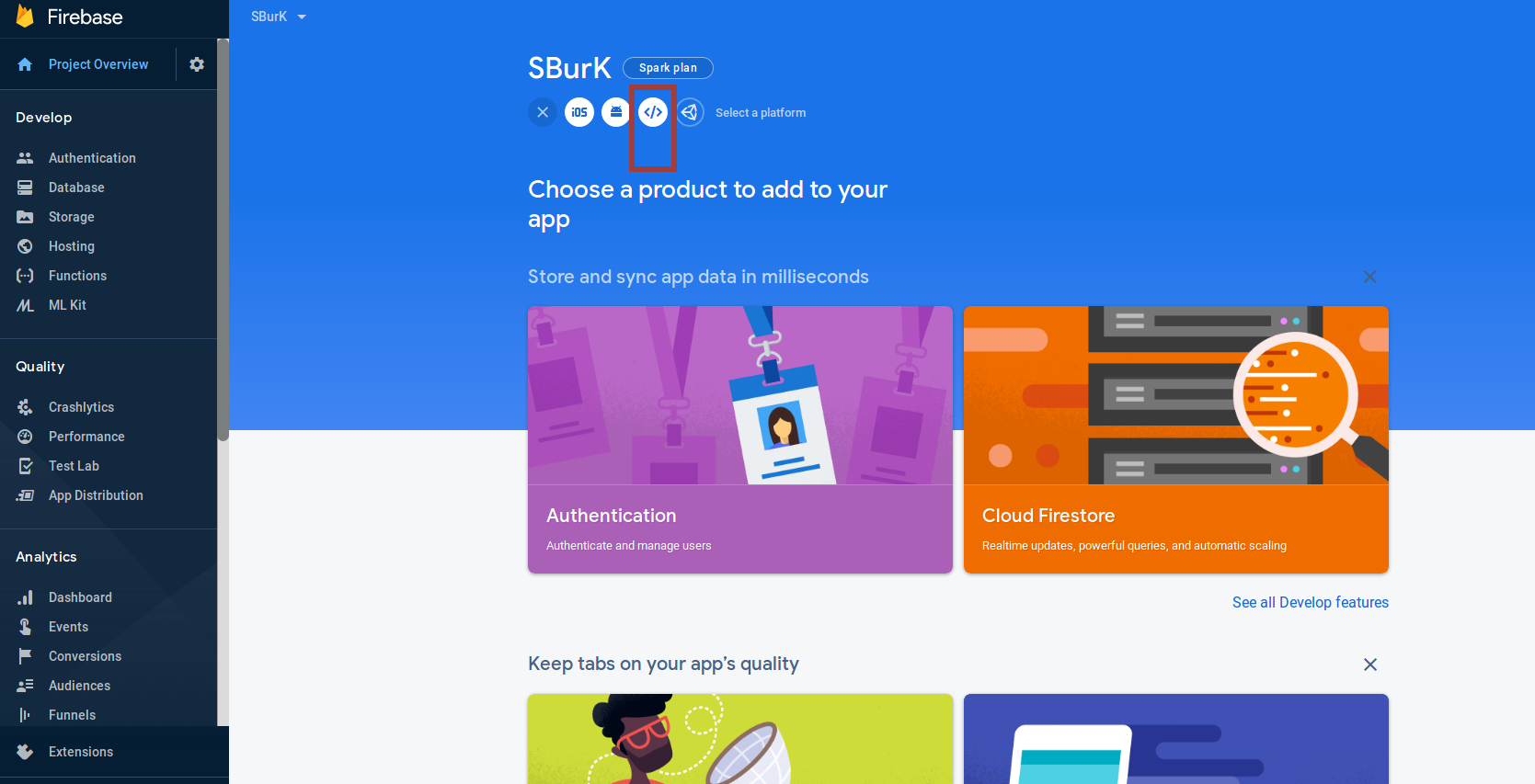 Firebase add web app