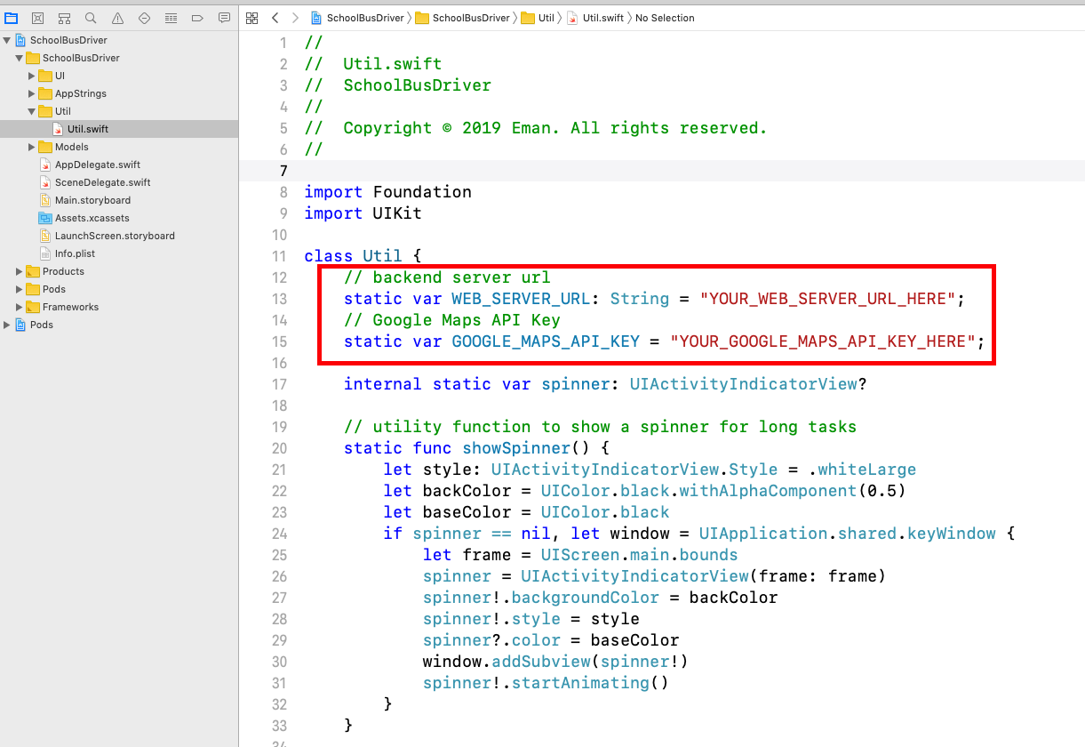 Edit Util.swift file